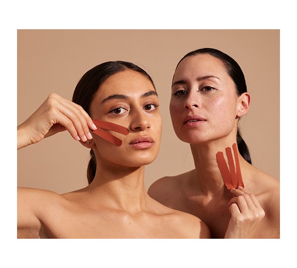 face taping facial treatment, facialist, anti-wrinkle tapes, natural lifting, facial tape strips, wrinkle smoothing treatment