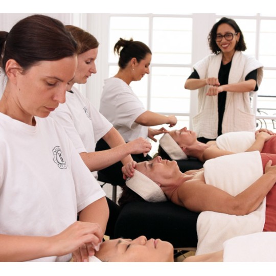 Atelier pratique et révision des acquis de massage facialiste en groupe